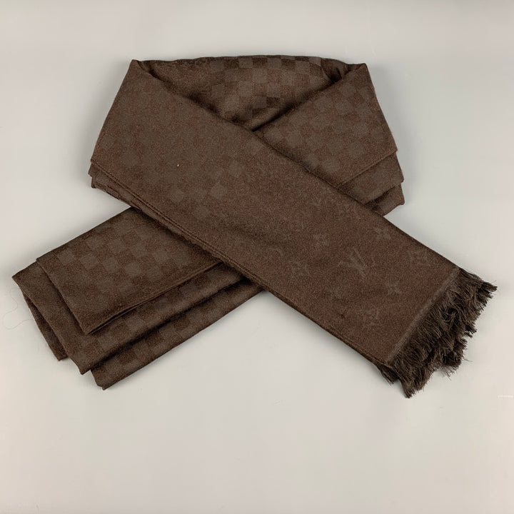 LOUIS VUITTON Brown Monogram Cashmere Silk Scarves