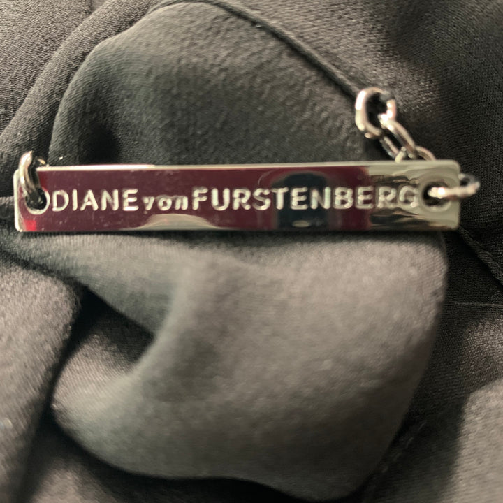 DIANE VON FURSTENBERG Size S Black See Through Belted Trench Coat