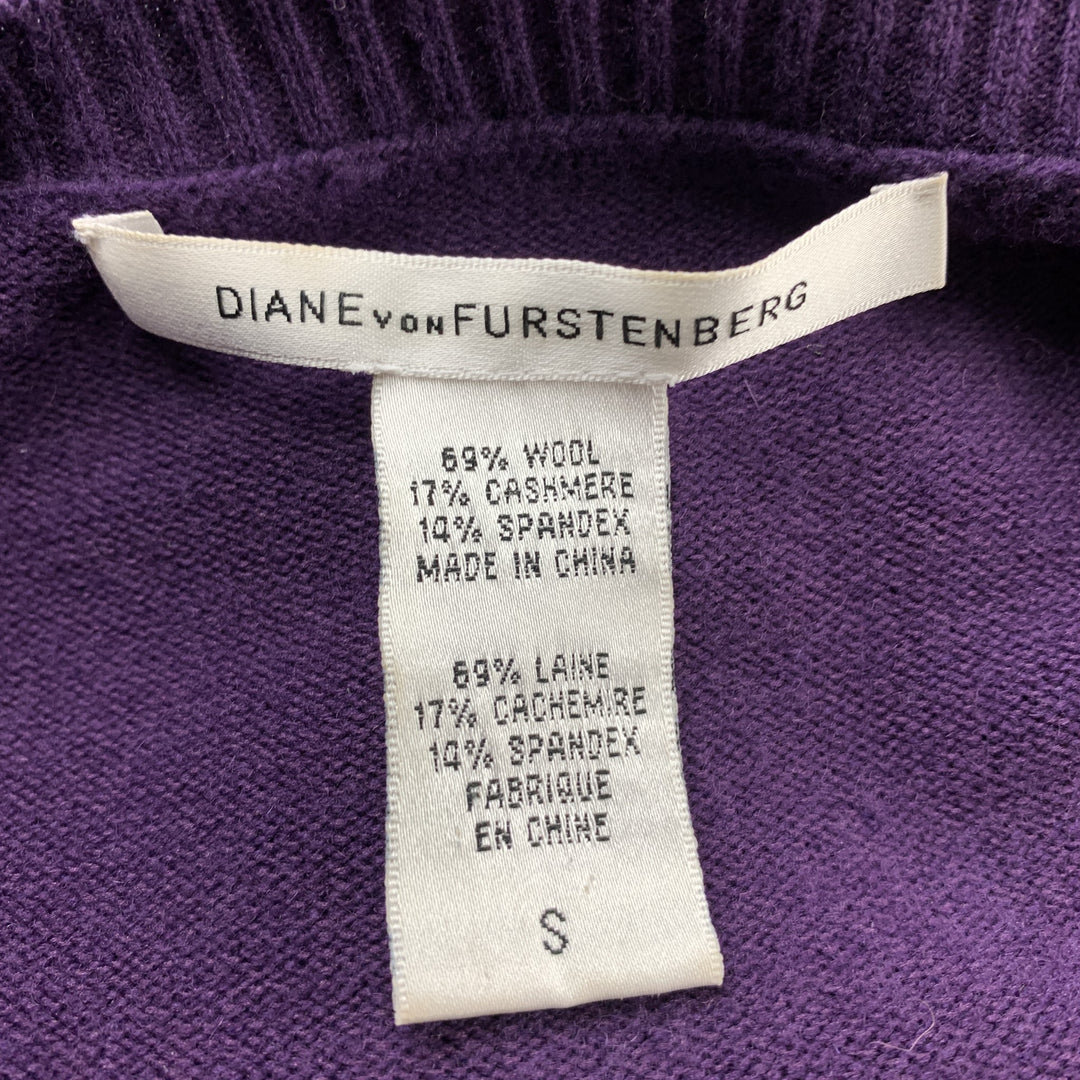 DIANE VON FURSTENBERG Size S Purple Knitted Wool Blend Wrap Dress