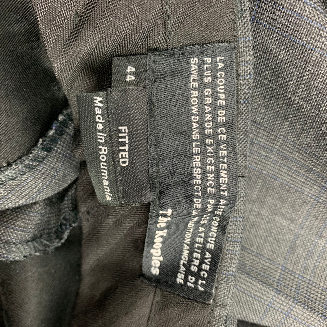 THE KOOPLES Size 28 Charcoal Grey Plaid Wool Zip Fly Dress Pants