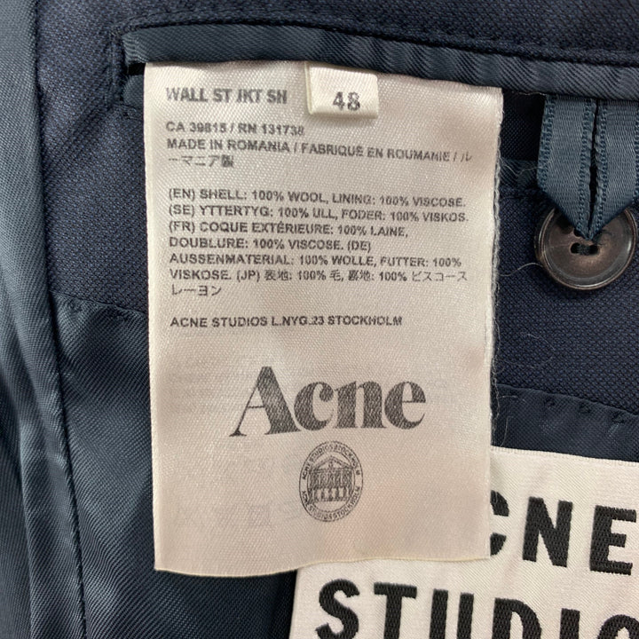 ACNE STUDIOS Size 38 Navy Wool Notch Lapel Suit