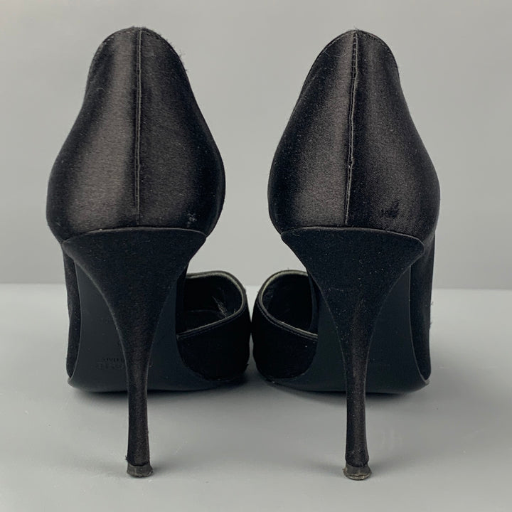 MIU MIU Size 5 Black Satin Solid D'Orsay Pumps