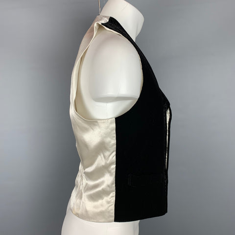 GIORGIO ARMANI Talla 38 Chaleco con botones ocultos de terciopelo en espiga negro
