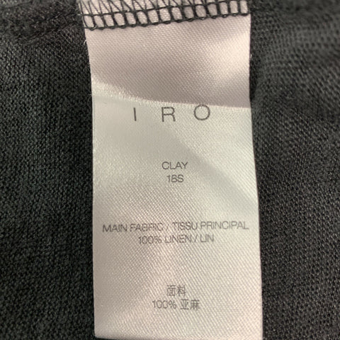 IRO Size S Black Distressed Linen Crew-Neck T-shirt