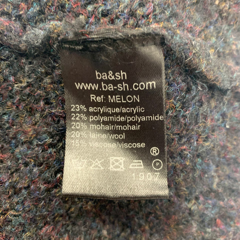 BA&SH Size L Charcoal Acrylic Knitted Blend Cardigan