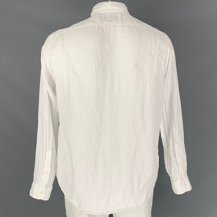 POLO by RALPH LAUREN Size L White Solid Linen Button Up Long Sleeve Shirt