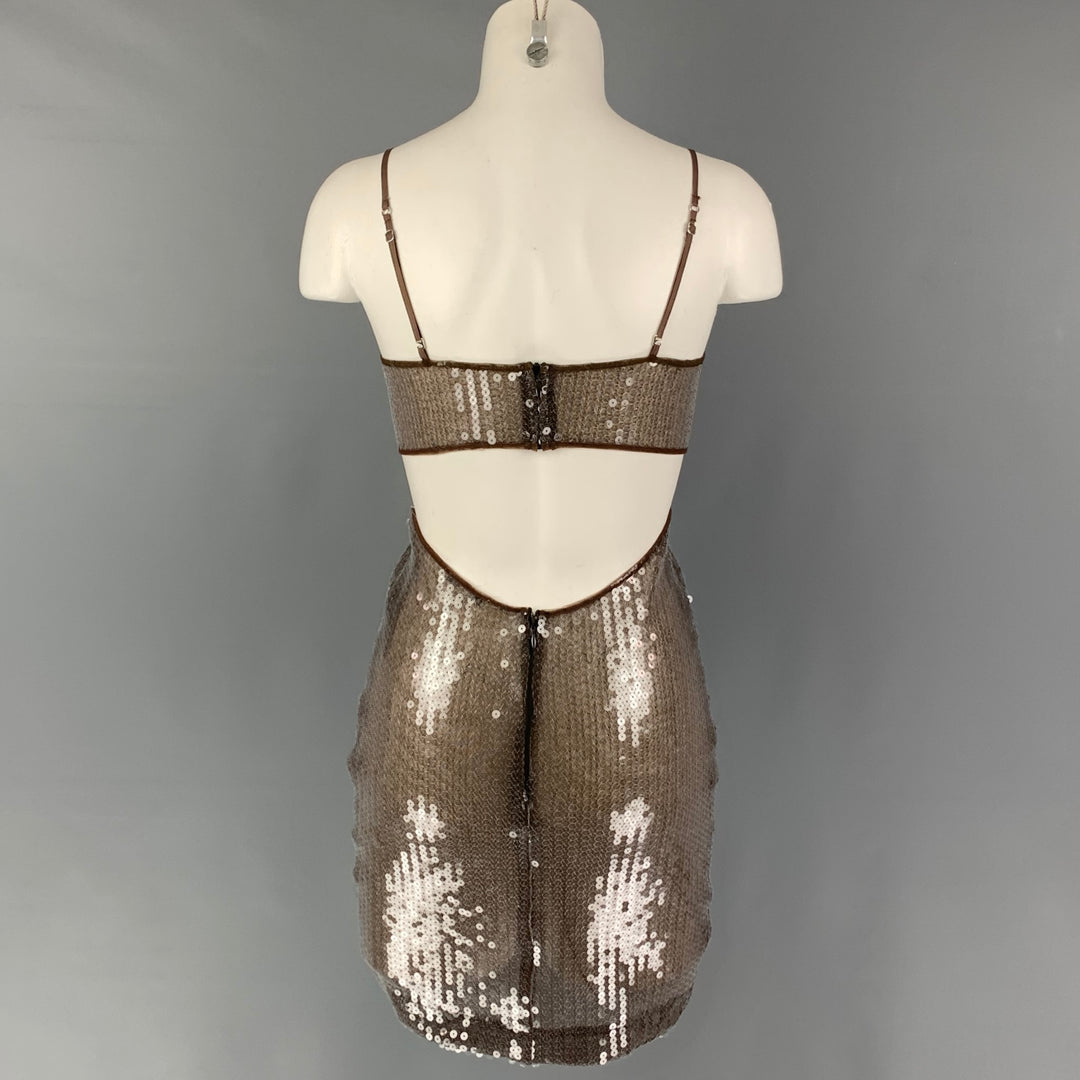 blue dress for baby girl Nensi Dojaka Brown Heart Cut Out Chiffon Mini Dress Spring 2022 –  PauméLosAngeles main image 1