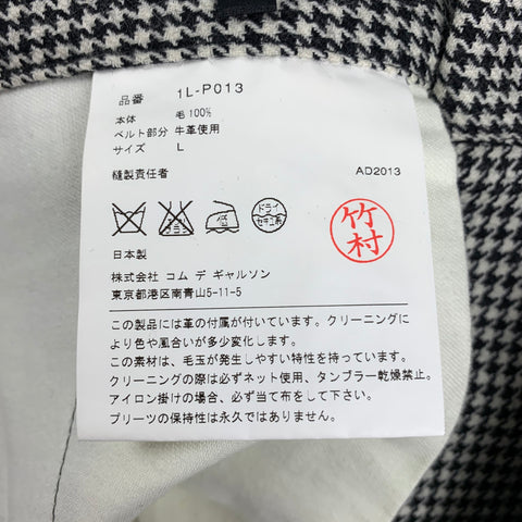 COMME des GARCONS BLACK Size L Black White Houndstooth Wool Pleated Skirt Shorts