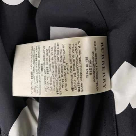 BURBERRY Circa 2017 Size 10 Black & White Heart Print Silk / Wool Trench Coat