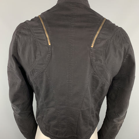 JUST CAVALLI Taille 44 Veste zippée à col haut en coton noir