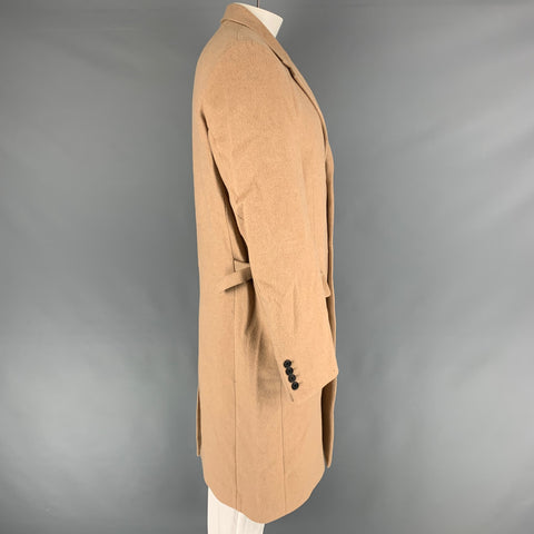 HELMUT LANG Size 42 Tan Solid Wool Blend Notch Lapel Coat