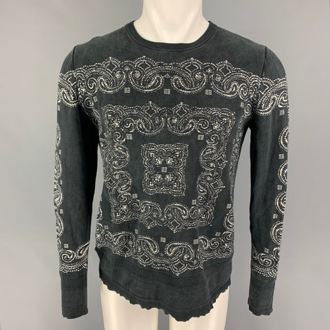 GIVENCHY Talla S Jersey desgastado de seda de cachemira blanco y negro
