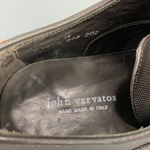 JOHN VARVATOS Taille 11 Cuir texturé marron Cap Toe Lace Up