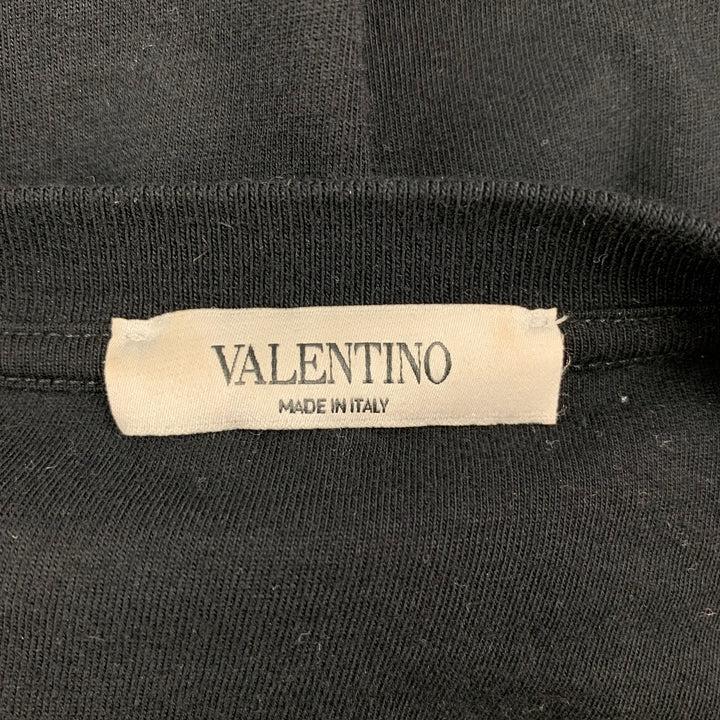 VALENTINO Size L Black & White Graphic Cotton Crew-Neck T-shirt