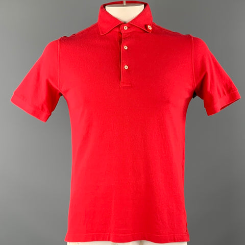 CORSINI Size S Red Flower Button Pique Polo