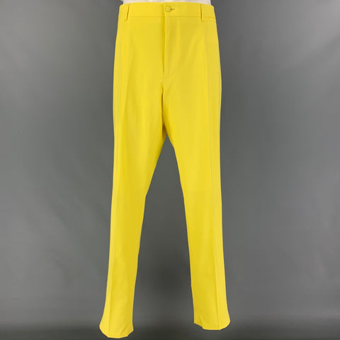 DOLCE & GABBANA Size 48 Yellow Wool Peak Lapel Suit