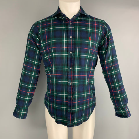 POLO by RALPH LAUREN Size S Green Blue Red Plaid Cotton Long Sleeve Shirt