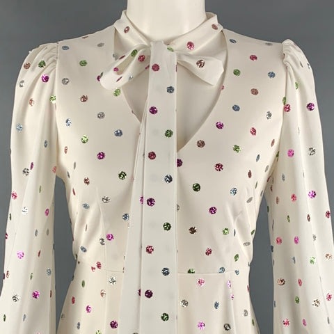 MARC JACOBS Taille 2 Robe trapèze en polyester multicolore blanc à pois