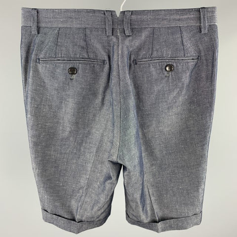 THE SUIT COMPANY Size 30 Indigo Linen / Cotton Zip Fly Shorts