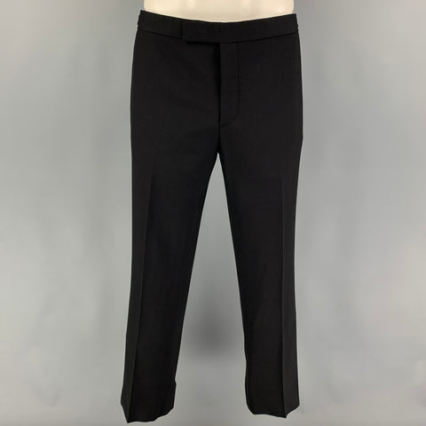 RALPH LAUREN Black Label Size 42 Regular Black Wool Peak Lapel Tuxedo Suit