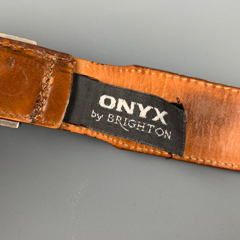 BRIGHTON Size 38 Tan Embossed Leather Belt