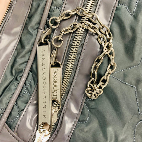 STELLA McCARTNEY Grey Embroidered Nylon Cross Body Handbag