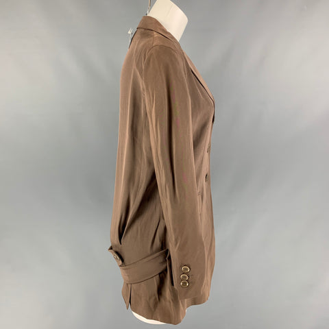 MOSCHINO Talla 6 Chaqueta sólida de mezcla de acetato color topo