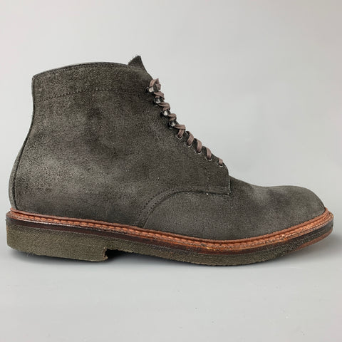 ALDEN x Context Rough Roy Boot Earth Chamois Size 10 Black Textured Leather Crepe Sole Boots