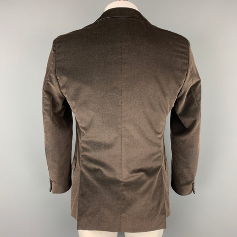 Z ZEGNA Size 42 Regular Brown Corduroy Cotton Notch Lapel Sport Coat