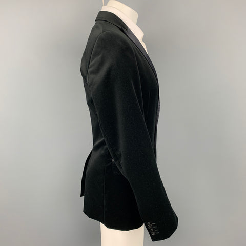 D&G by DOLCE & GABBANA Size 38 Black Velvet Peak Lapel Sport Coat