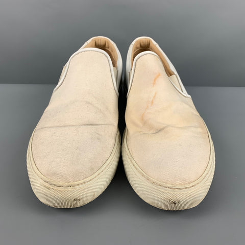 COMMON PROJECTS Size 11 White Solid Canvas Slip On Sneakers