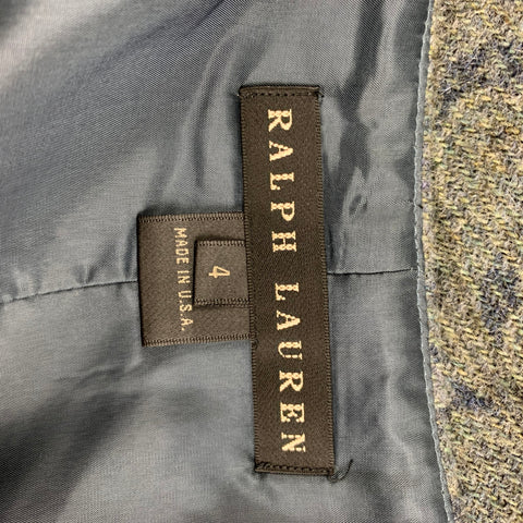 RALPH LAUREN Black Label Size 4 Blue Grey Wool Paisley Pencil Below Knee Skirt