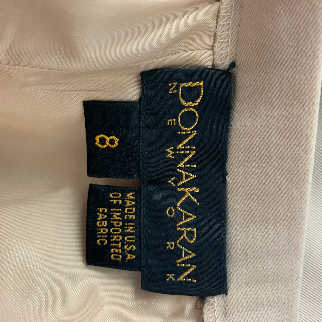 DONNA KARAN Size 8 Beige Wool Pencil Below Knee Skirt