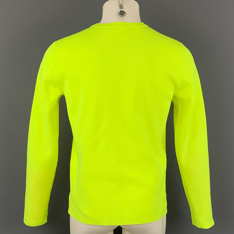 HELMUT LANG Pre-Fall 2020 Size M Neon Yellow Textured Polyester Long Sleeve T-shirt