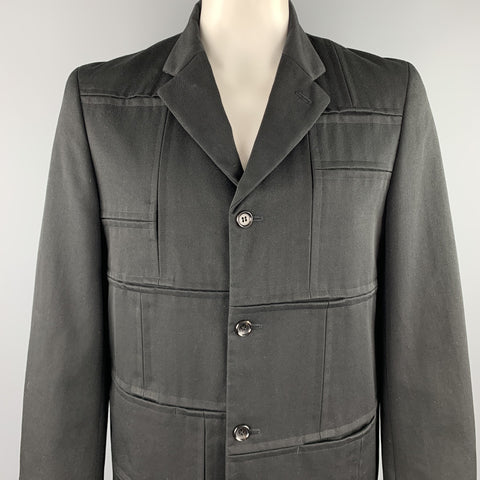 COMME des GARCONS HOMME PLUS Size L Black Patchwork Wool Jacket