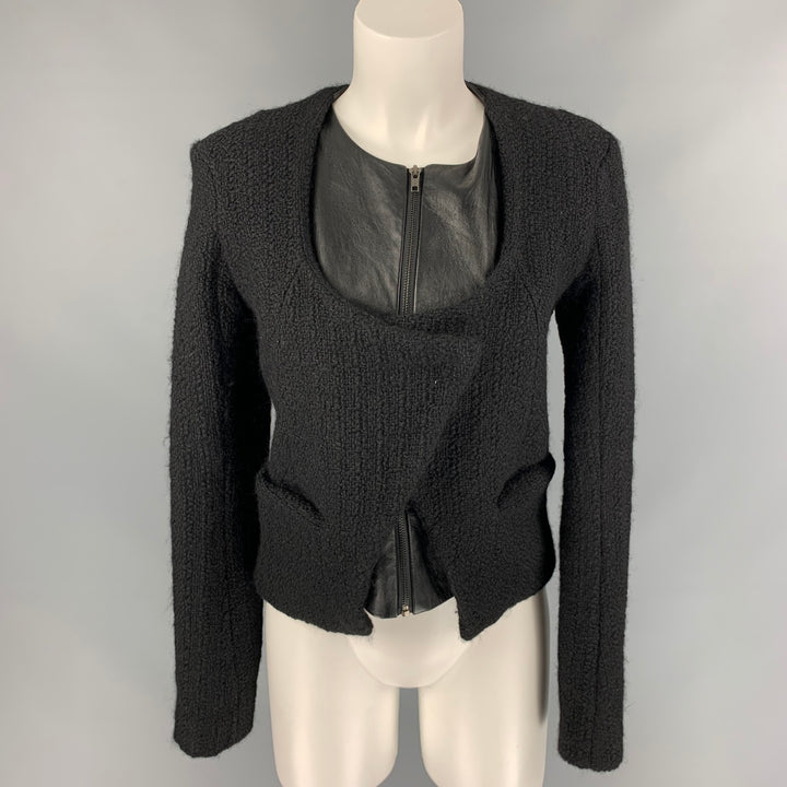 AMERICAN RETRO Eileen Size 0 Black Boucle Wool / Polyester Double Layer Jacket