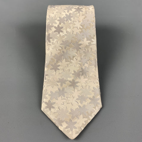 BRIONI Silver & Grey Floral Silk Tie