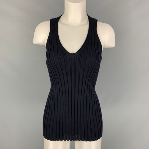 HELMUT LANG Camiseta de lana acanalada negra talla L - Mujer