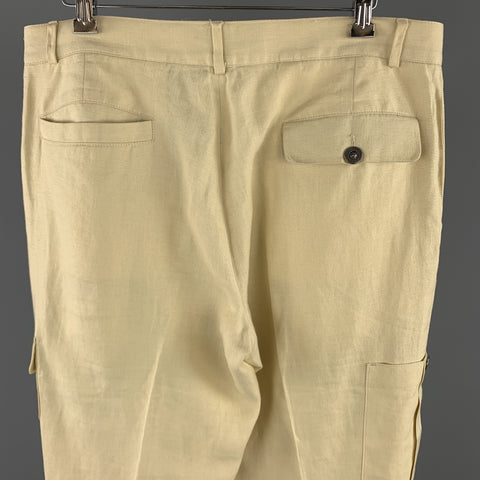 Vintage VERSUS by GIANNI VERSACE Size 36 Cream Linen Medusa Buttons Zip Fly Casual Pants