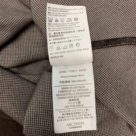 ARCTERYX Size M Brown Logo Cotton Henley Pullover
