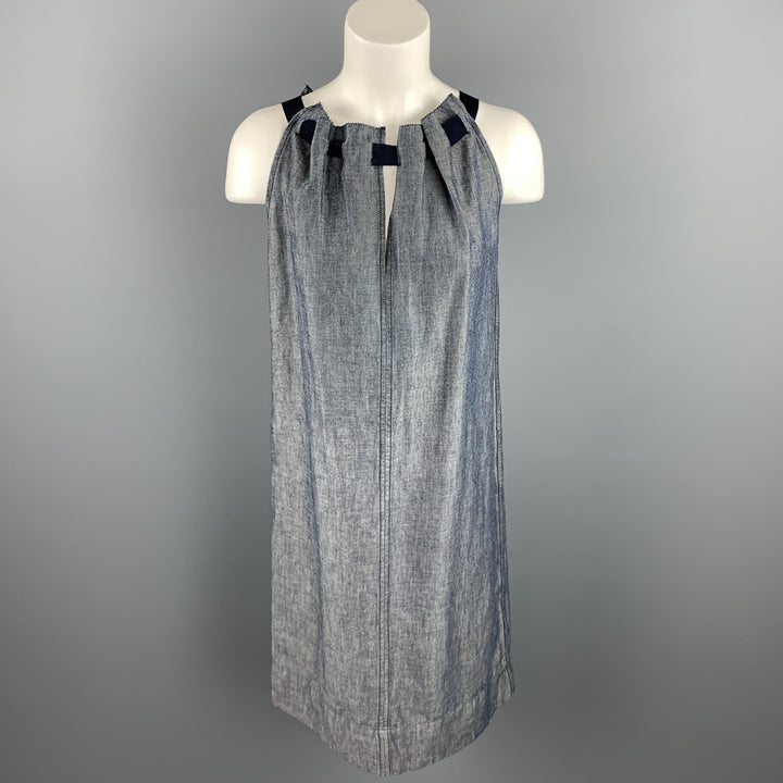 ESCADA SPORT Talla 6 Vestido recto de algodón / lino azul