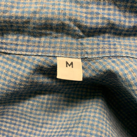 ARPENTEUR Size M Blue Grey Checkered Cotton Pull On Long Sleeve Shirt
