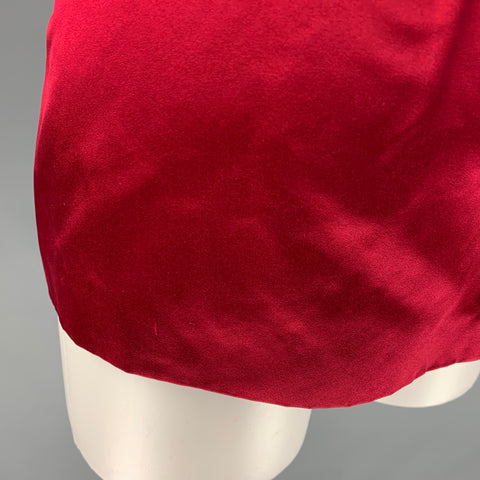 PRADA Talla 10 Top de vestido sin mangas plisado de seda roja