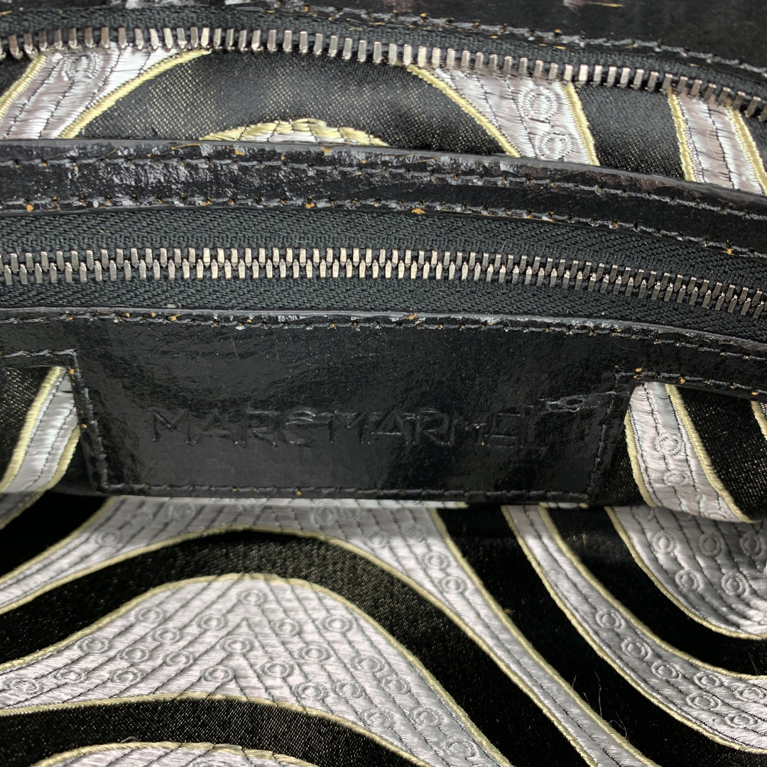 MARC MARMEL Distressed Black Coated Leather Shain Strap Handbag