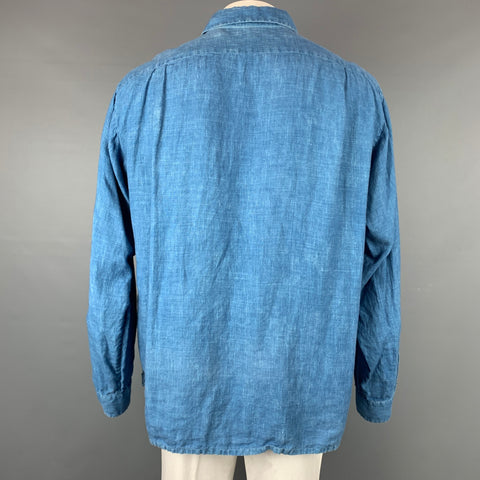45rpm Ai Majotae Size XL Blue Hemp Button Up Long Sleeve Shirt