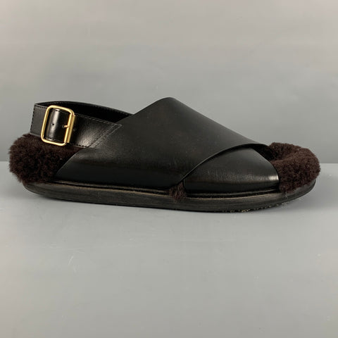 MARNI Size 9 Black Leather Sandals