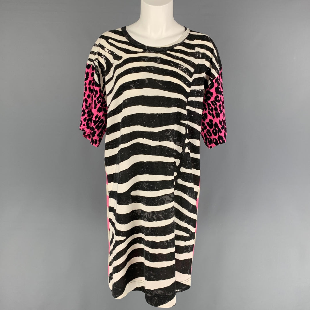 MARC JACOBS Size XS White Pink Black Animal Print T-shirt Dress