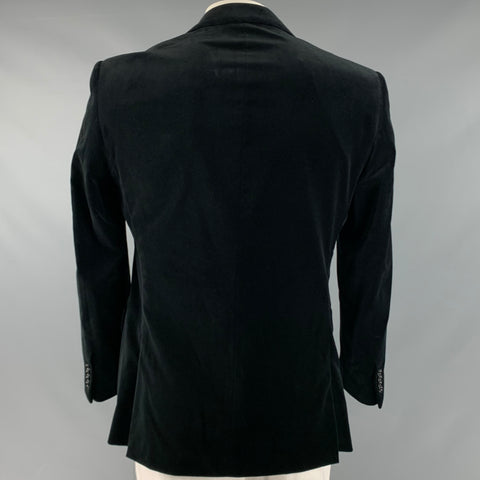 RALPH LAUREN Size 42 Black Solid Cotton Velvet Notch Lapel Sport Coat