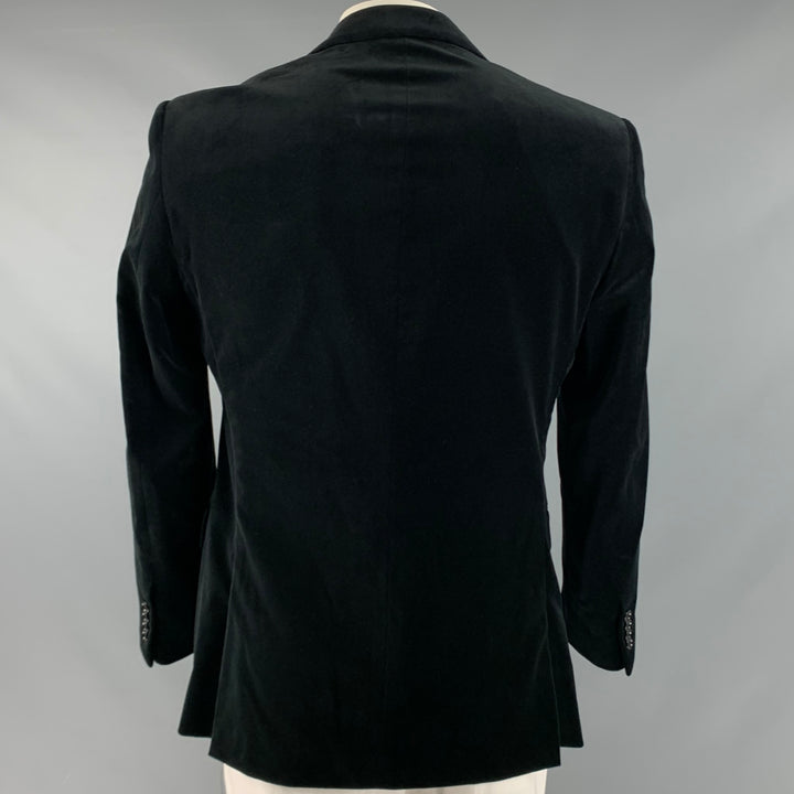 RALPH LAUREN Size 42 Black Solid Cotton Velvet Notch Lapel Sport Coat