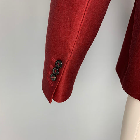 DSQUARED2 Size 40 Burgundy Black Two Toned Wool Silk Sport Coat